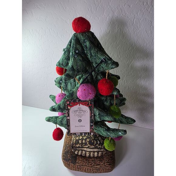NEW John Derian Christmas Tree Sparkling Beaded Target 19"x12" Plush Pillow NWT - Picture 3 of 9